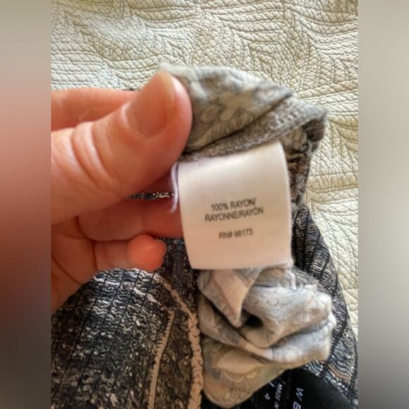 W by Worth Boho Y2K Style Printed Gray Strapless Smocked Top Midi Dress Skirt 4 - Picture 3 of 6